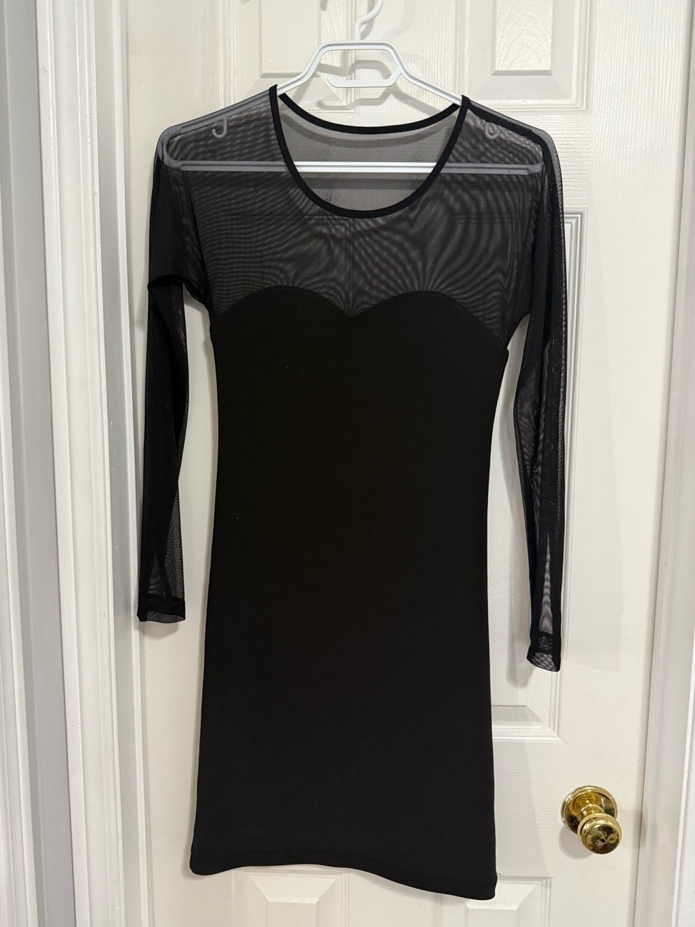 Sheer Yoke Black Bodycon Dress